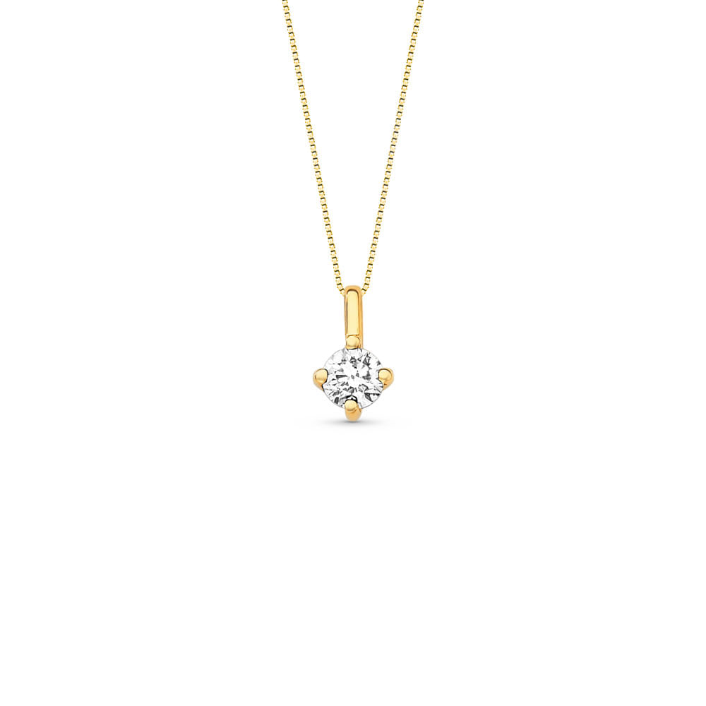 Pingente Solitário em Ouro Amarelo 18k com Diamante 0,25 ct, 9.5mm