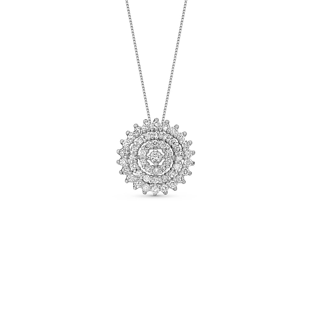 Pingente Classico Especial em Ouro Branco 18k e Diamantes