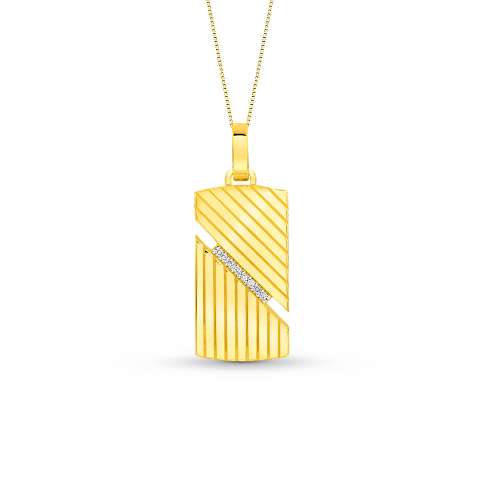 Pingente Line em Ouro Amarelo 18k com Diamantes