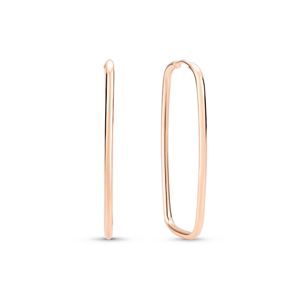 Argola Life Retângulo com Banho Ouro Rosé 30mm