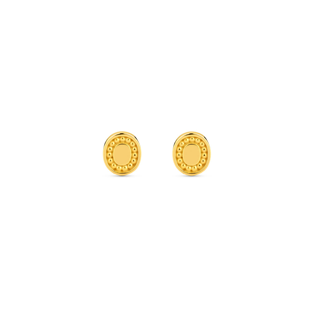 Brinco Life Letras O Prata com Banho Ouro Amarelo