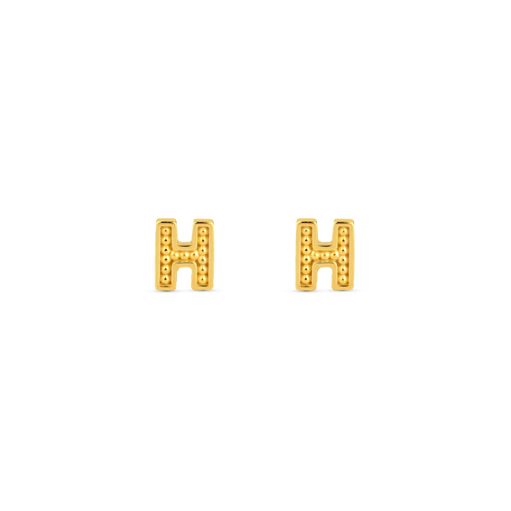 Brinco Life Letras H Prata com Banho Ouro Amarelo