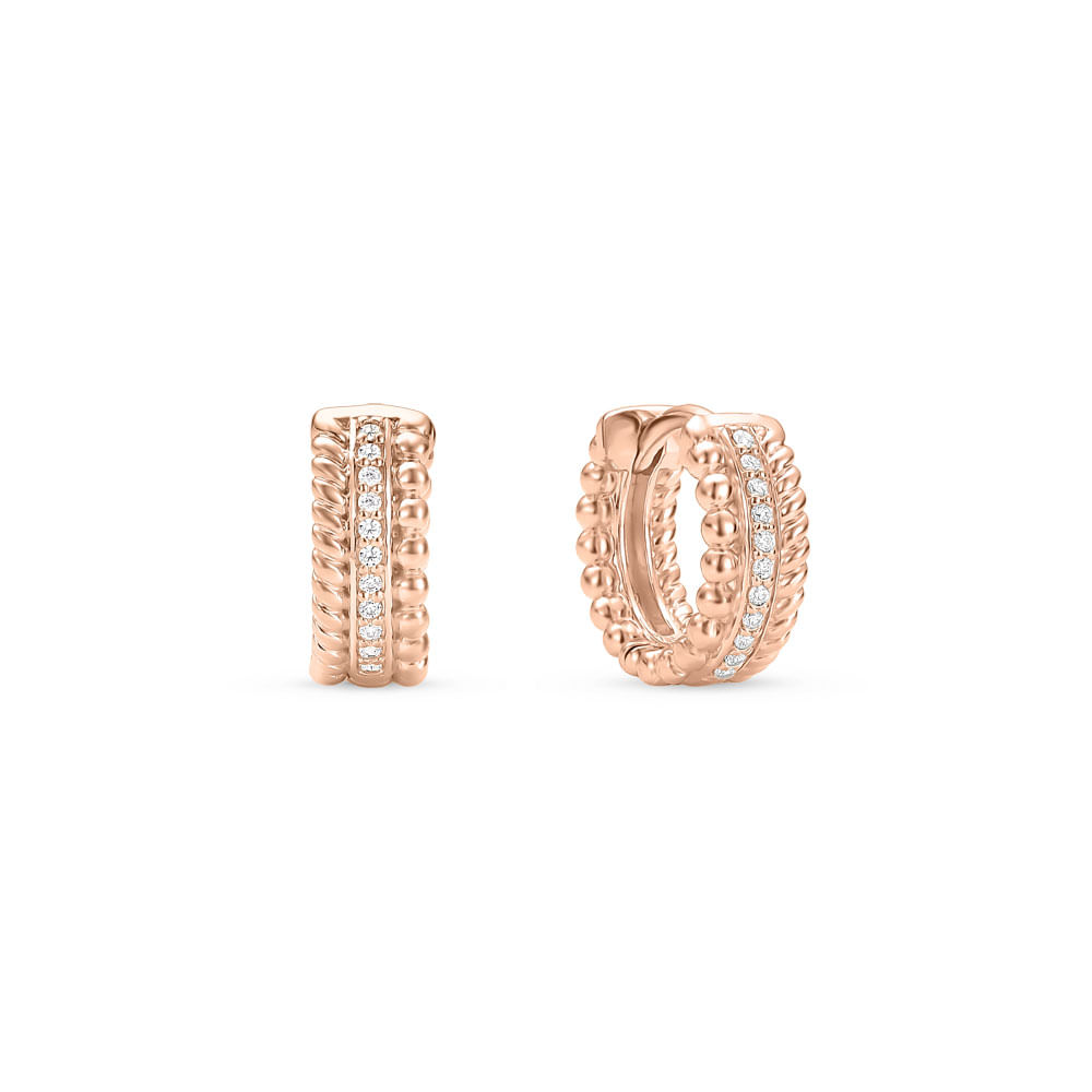 Argola Life Maxi III em Liga Rosé com Banho de Ouro Rosé 18k e Pedras Incolores, 12 mm