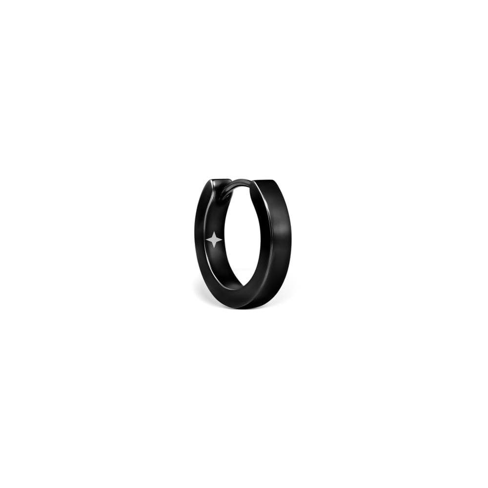 Argola Única Life Masculina em Aço Preto, 12mm