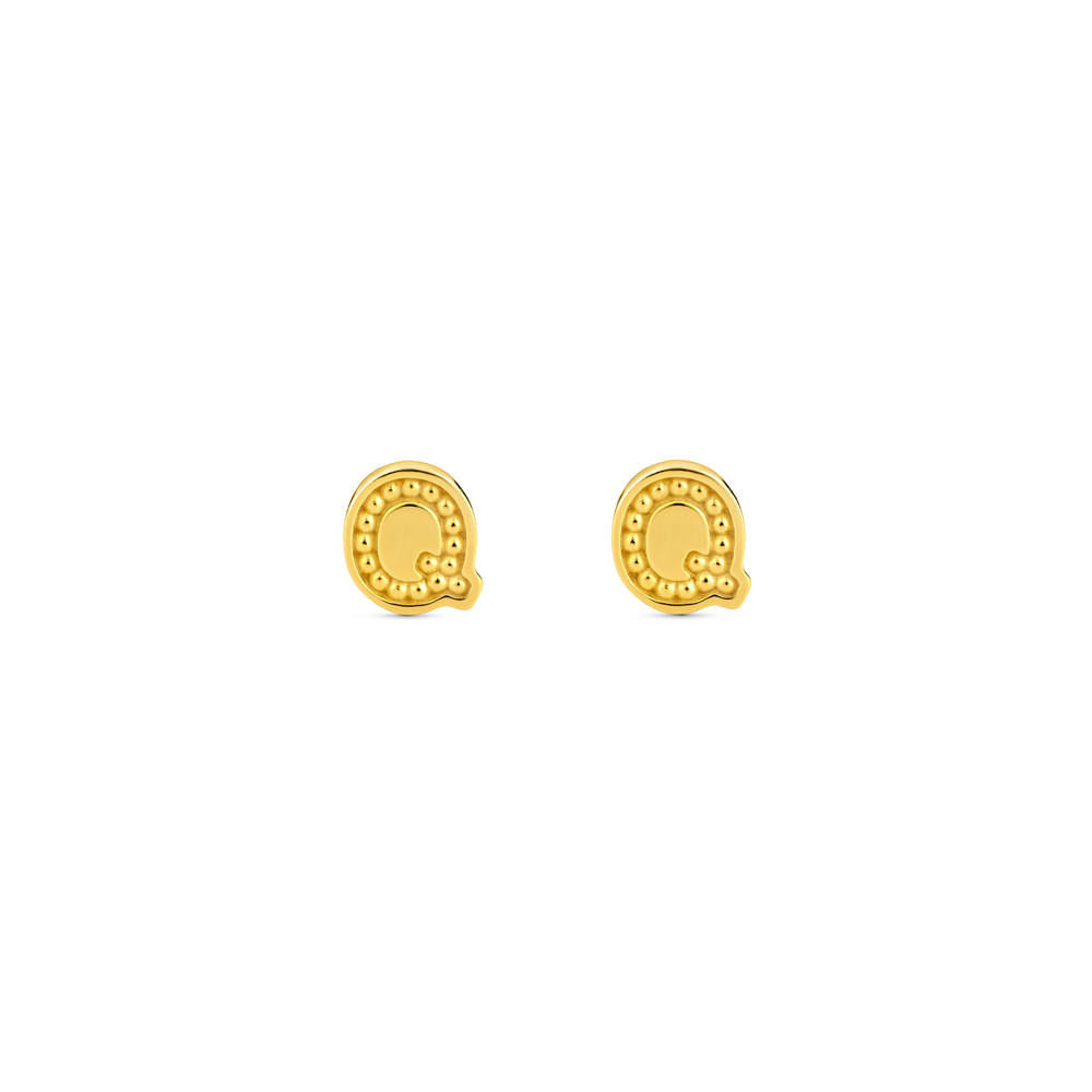 Brinco Life Letras Q Prata com Banho Ouro Amarelo