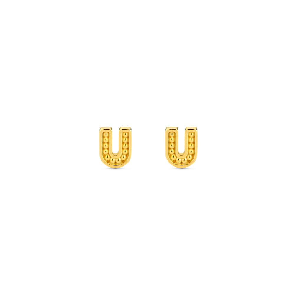 Brinco Life Letras U Prata com Banho Ouro Amarelo