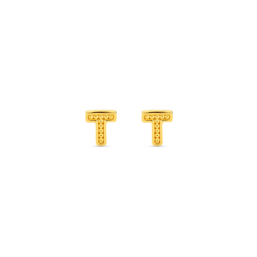 Brinco Life Letras T Prata com Banho Ouro Amarelo