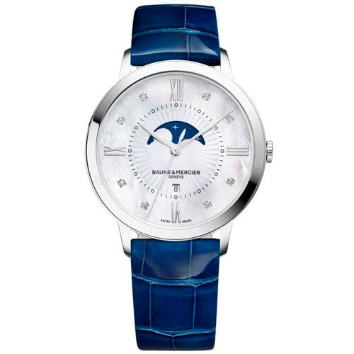 Relógio Baume & Mercier Masculino Couro Azul M0A10226 05 ATM
