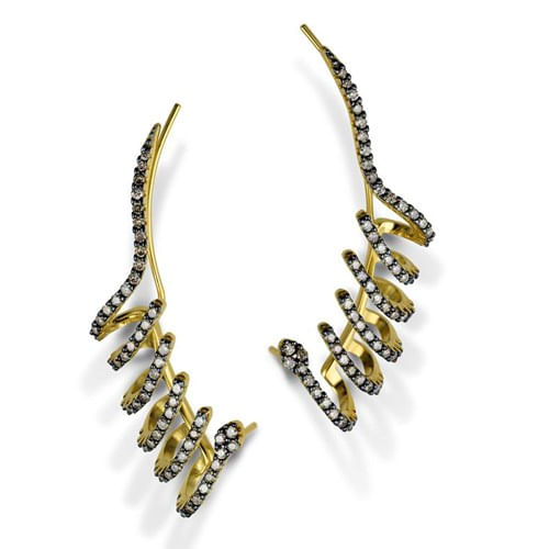 Brinco Enigma em Ouro Amarelo 18k com Diamantes Brown