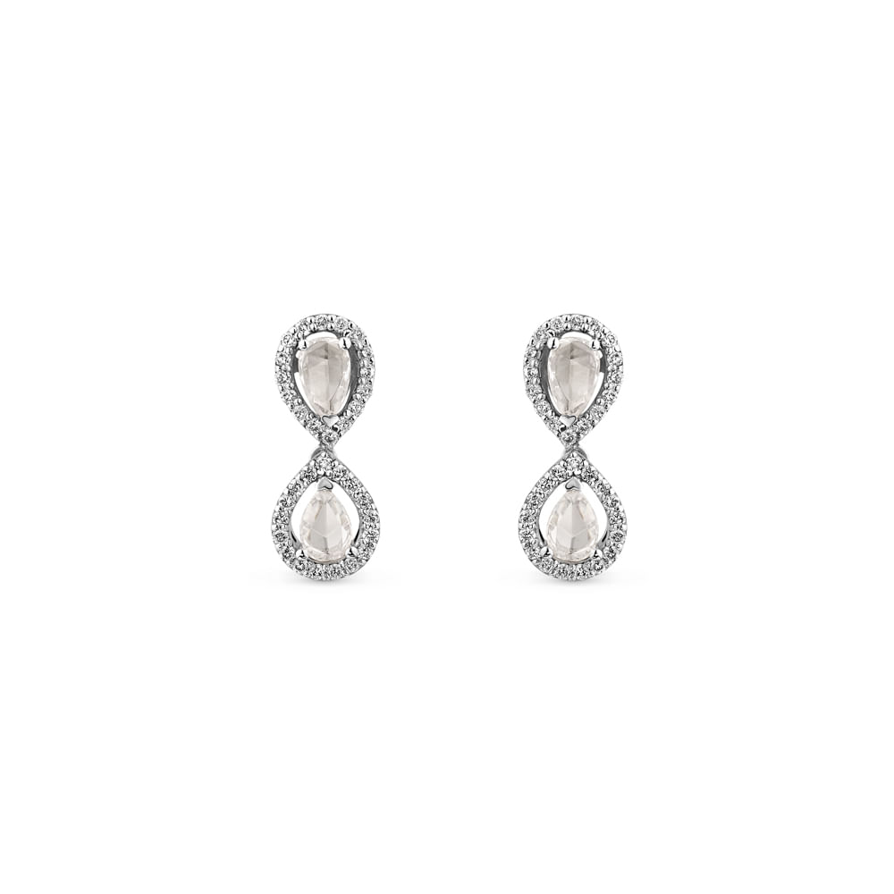 Brinco em Ouro Branco 18k com Cristais e Diamantes