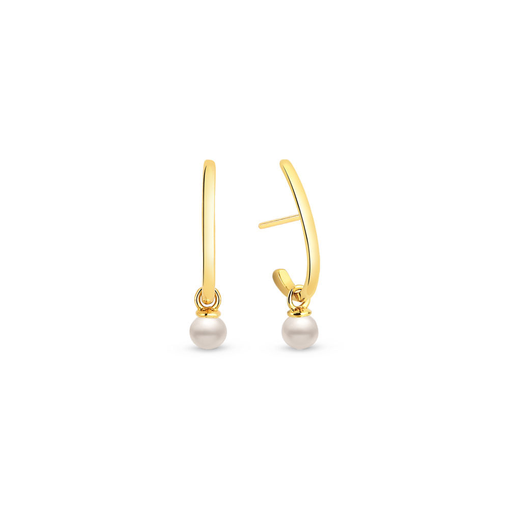 Argola em Ouro Amarelo 18k com Pérola, 9,5 mm