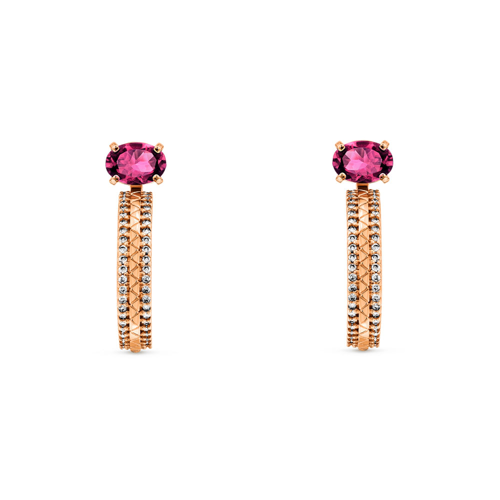 Argola Icona em Ouro Vivara 18k com Rodolita e Diamantes 0,48ct, 24,5mm