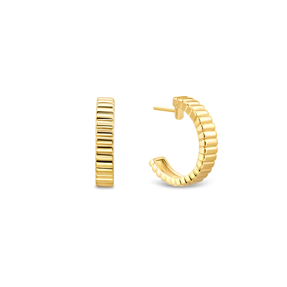 Argola Gomos em Ouro Amarelo 18k, 14mm