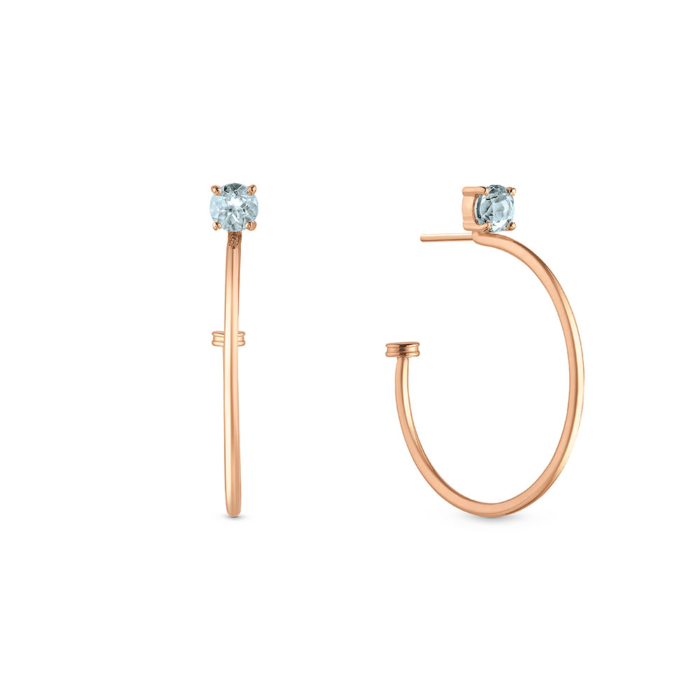 Argola Redonda Trends em Ouro Rosé 18k com Topázio Azul, 22 mm
