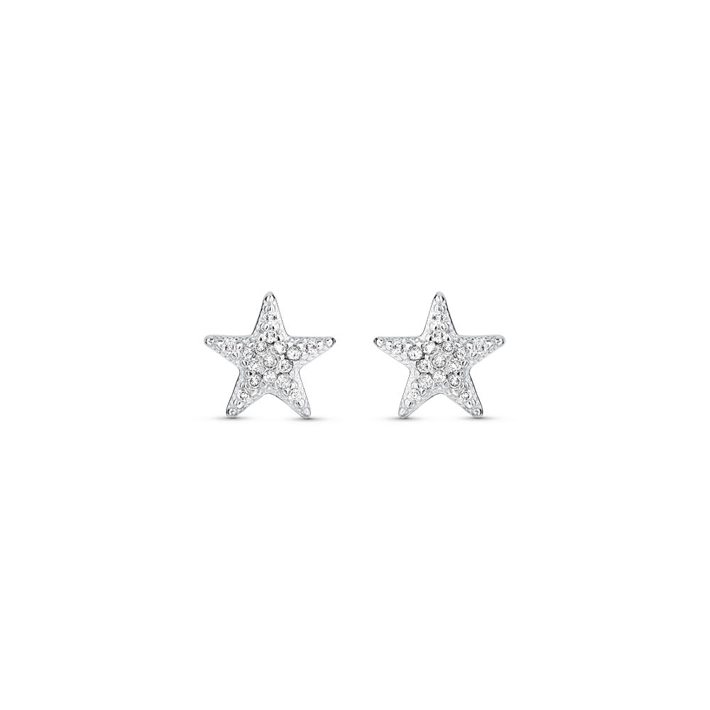Brinco Teens Estrela em Ouro Branco 18k com Diamantes