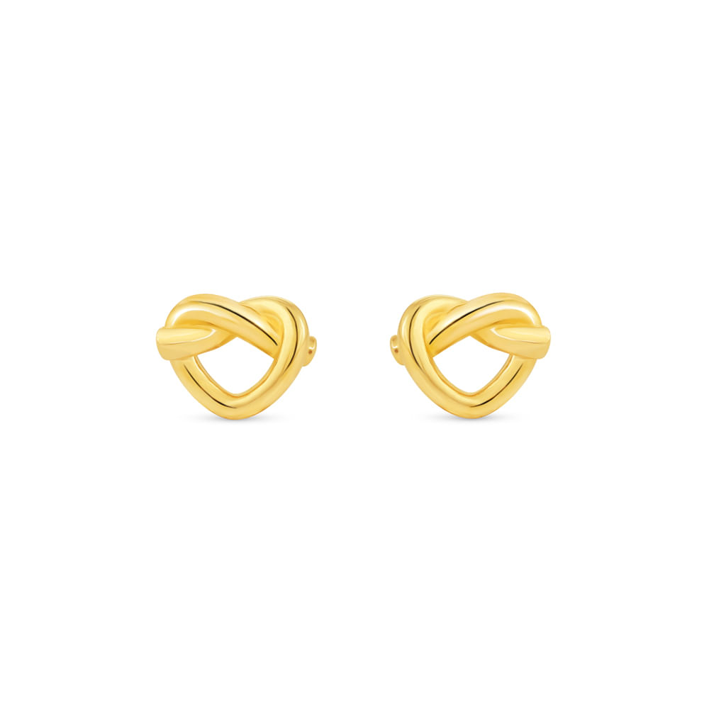 Brinco Knot Coração em Ouro Amarelo 18k