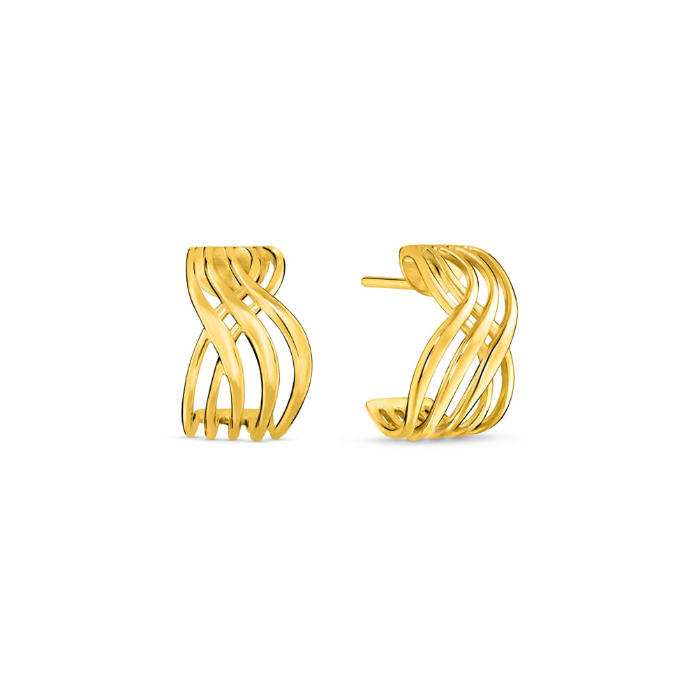 Brinco Argola Curvas em Ouro Amarelo 18k