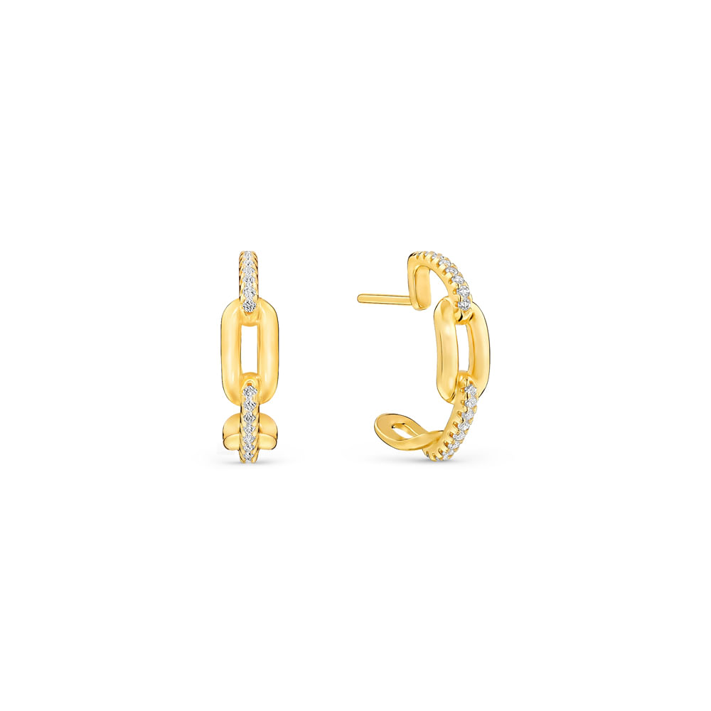 Brinco Argola Chains em Ouro Amarelo 18k com Diamantes