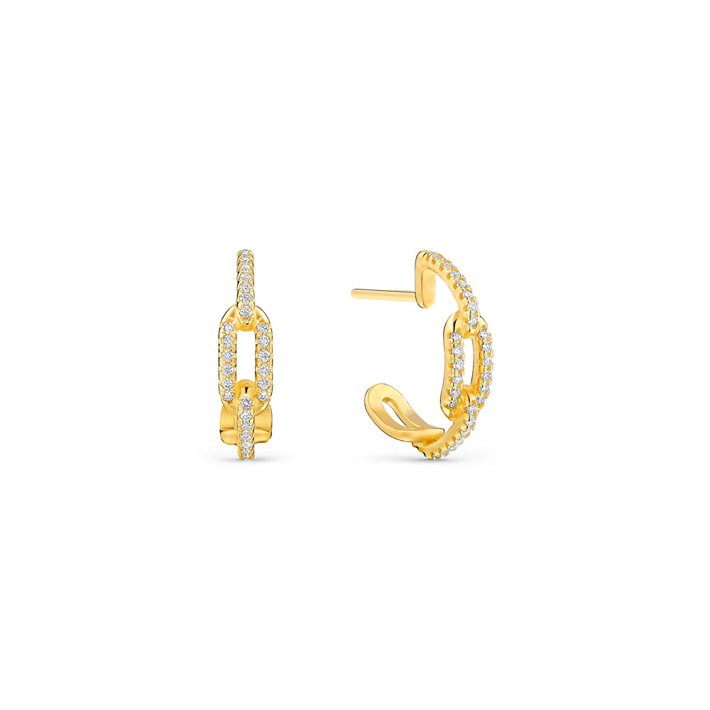 Brinco Argola Chains em Ouro Amarelo 18k com Diamantes