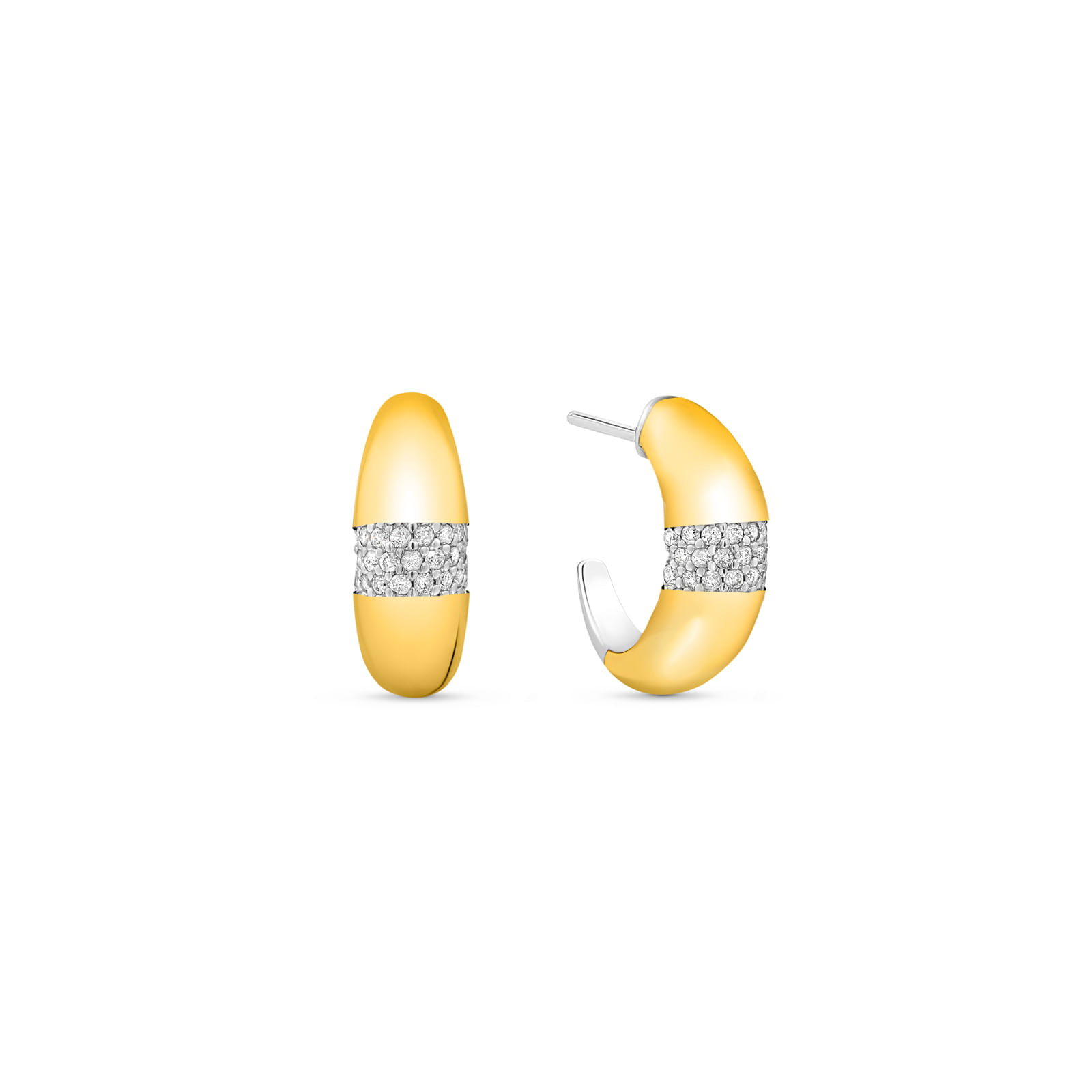 Brinco Mykonos em Prata 925 e Ouro Amarelo 18k com Diamantes 0,17 ct