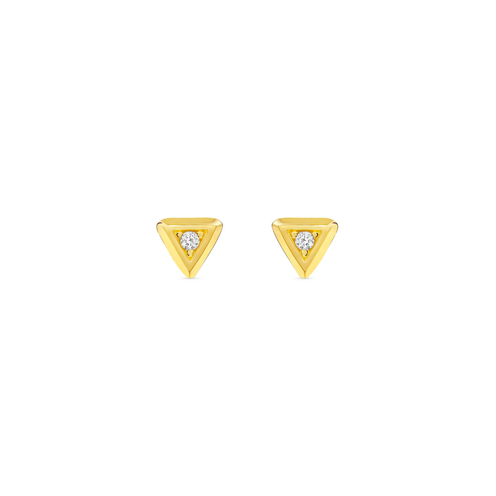 Brinco Baby Triângulo em Ouro Amarelo 18k com Safira Incolor