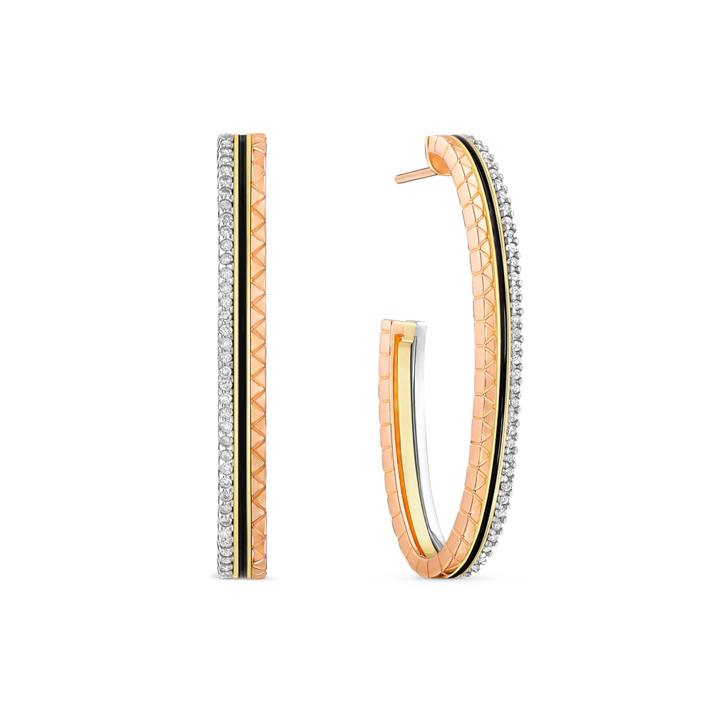 Argola Icona em Ouro Amarelo, Ouro Branco e Ouro Rosé 18k com Diamantes 0,057ct, 16 mm