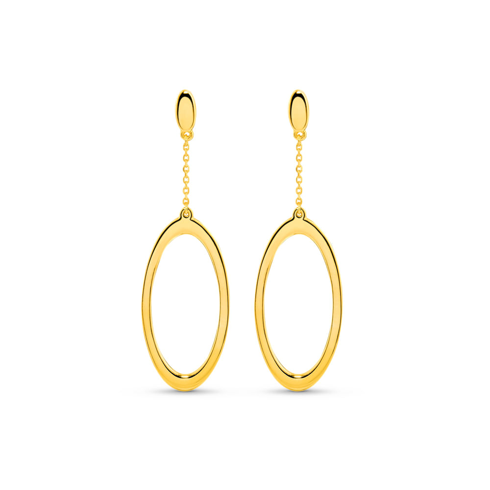 Brinco Gold Oval em Ouro Amarelo 18k