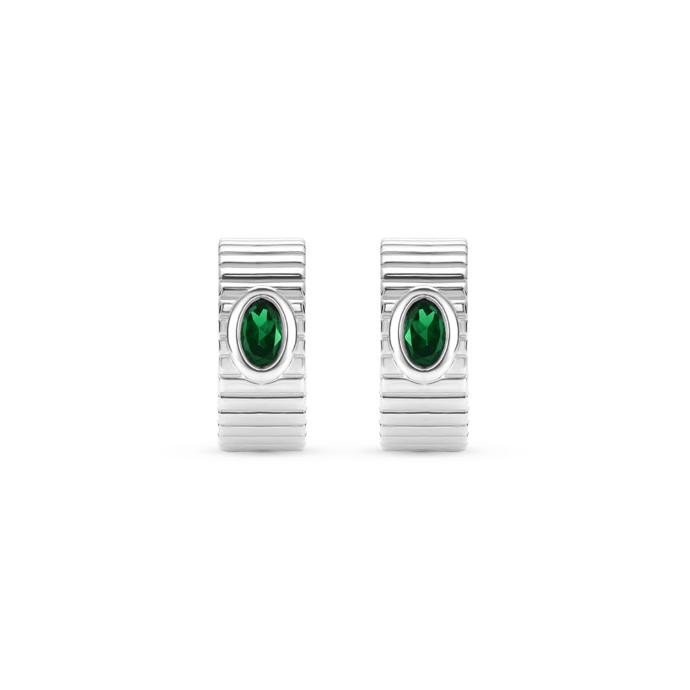 Argola Gomos Color em Prata 925 com Turmalina Verde, 15 mm
