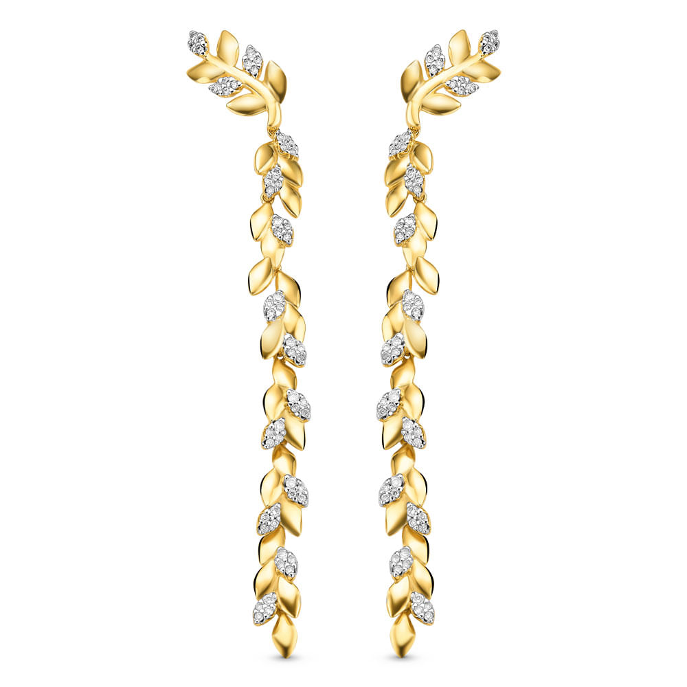 Brinco Nature em Ouro Amarelo 18k com Diamantes