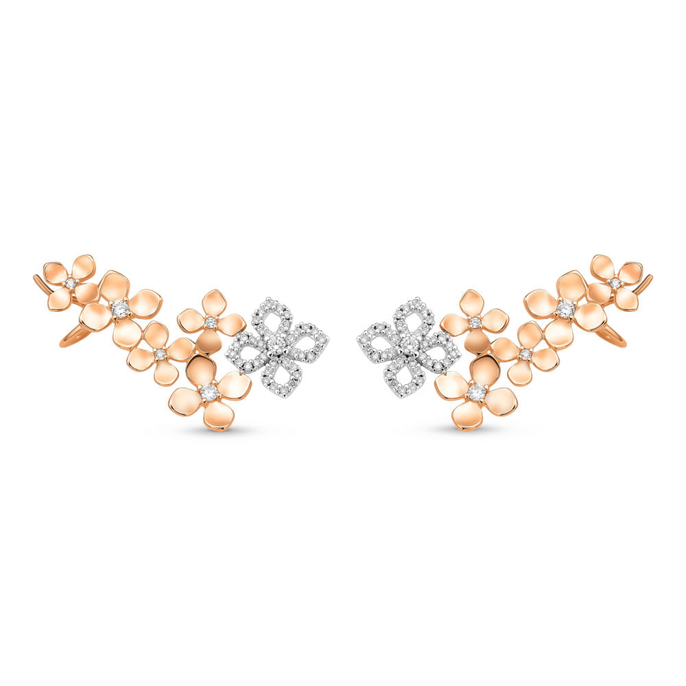 Brinco Ear Cuff Giardino em Ouro Rosé e Ouro Branco 18k com Diamantes