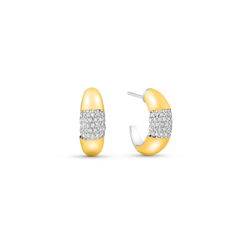 Argola Mykonos em Prata 925 e Ouro Amarelo 18k com Diamantes 0,33 ct, 17,5 mm