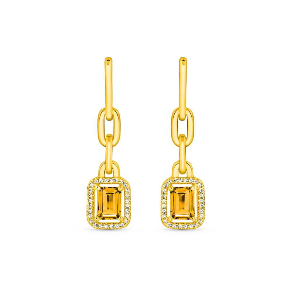 Brinco Chains em Ouro Amarelo 18k com Citrino e Diamantes