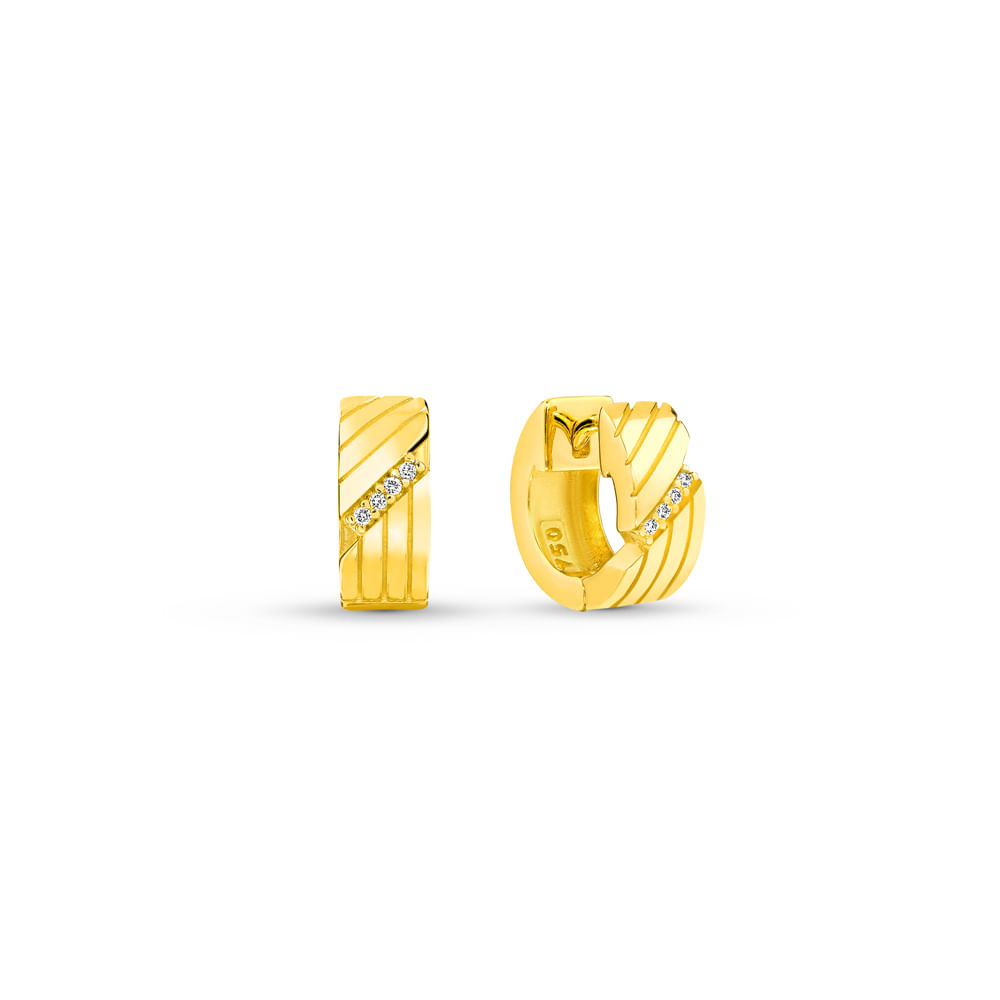 Brinco Argola Line em Ouro Amarelo 18k com Diamantes