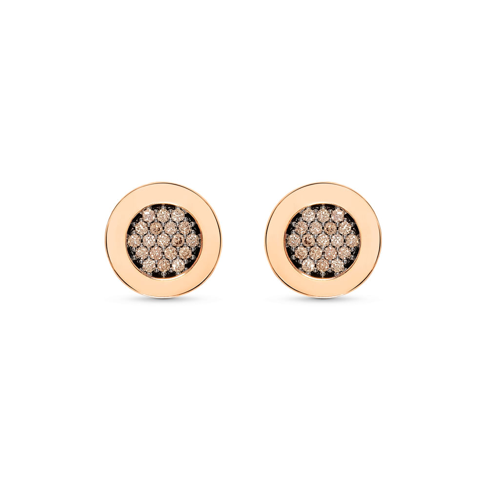 Brinco V Love em Ouro Rosé 18k com Diamantes Brown