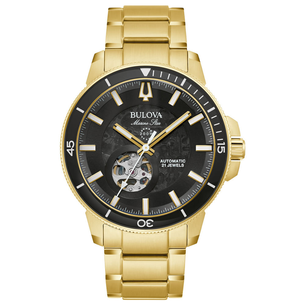 Relógio Bulova Marine Star Masculino Aço Dourado 97A174N
