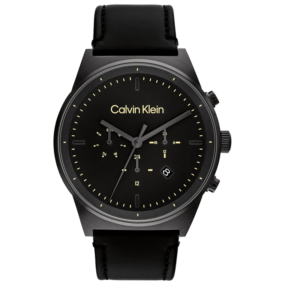 Relógio Calvin Klein Masculino Couro Preto 25200298