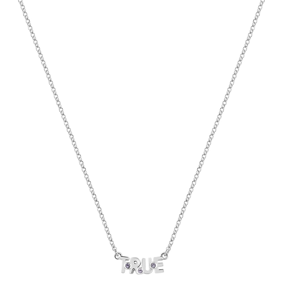 Colar Life Símbolo True em Prata 925 com Pedras Incolores, 45cm