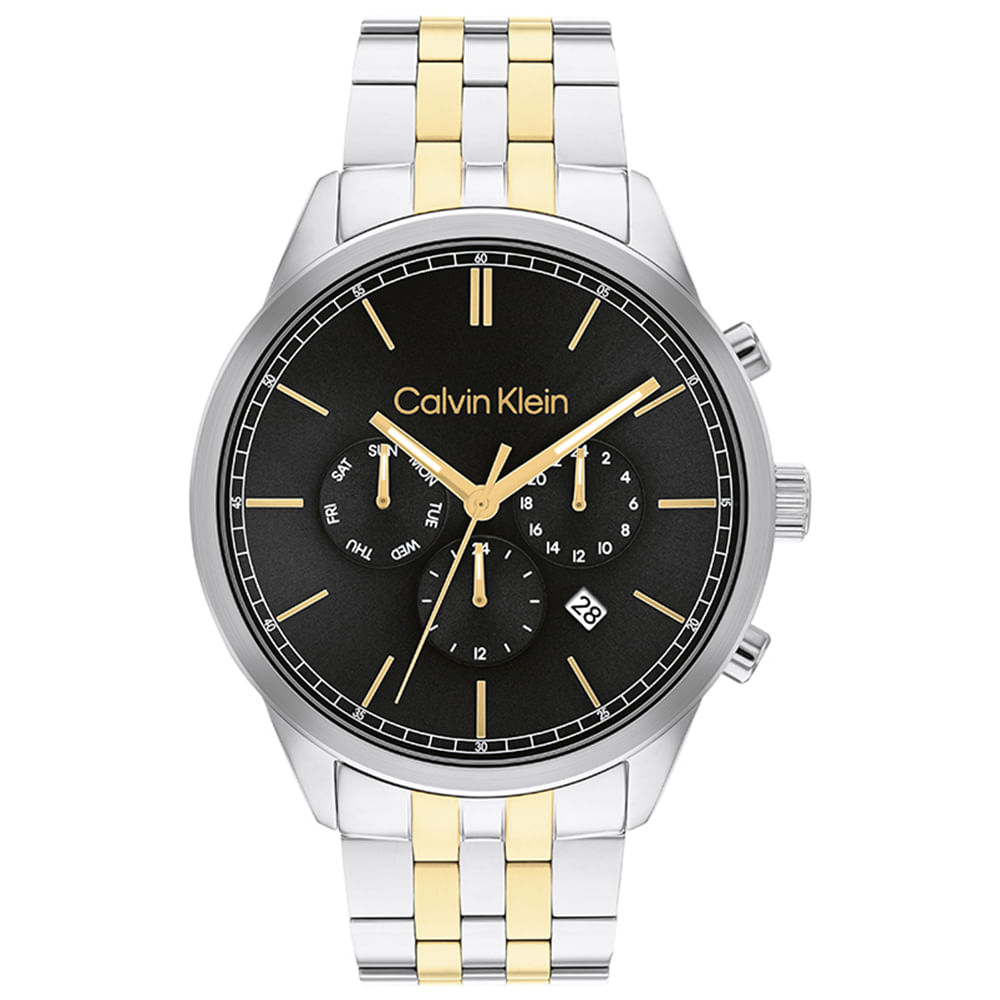 Relógio Calvin Klein Masculino Aço Prateado Dourado 25200380