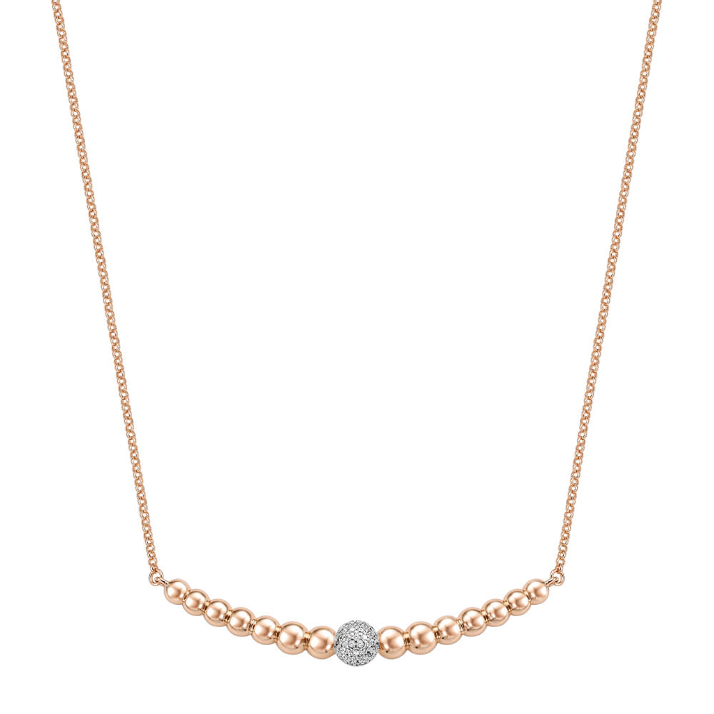 Colar Life Serenne Liga Rosé com Banho de Ouro Rosé 18k e Pedras Incolores, 45cm