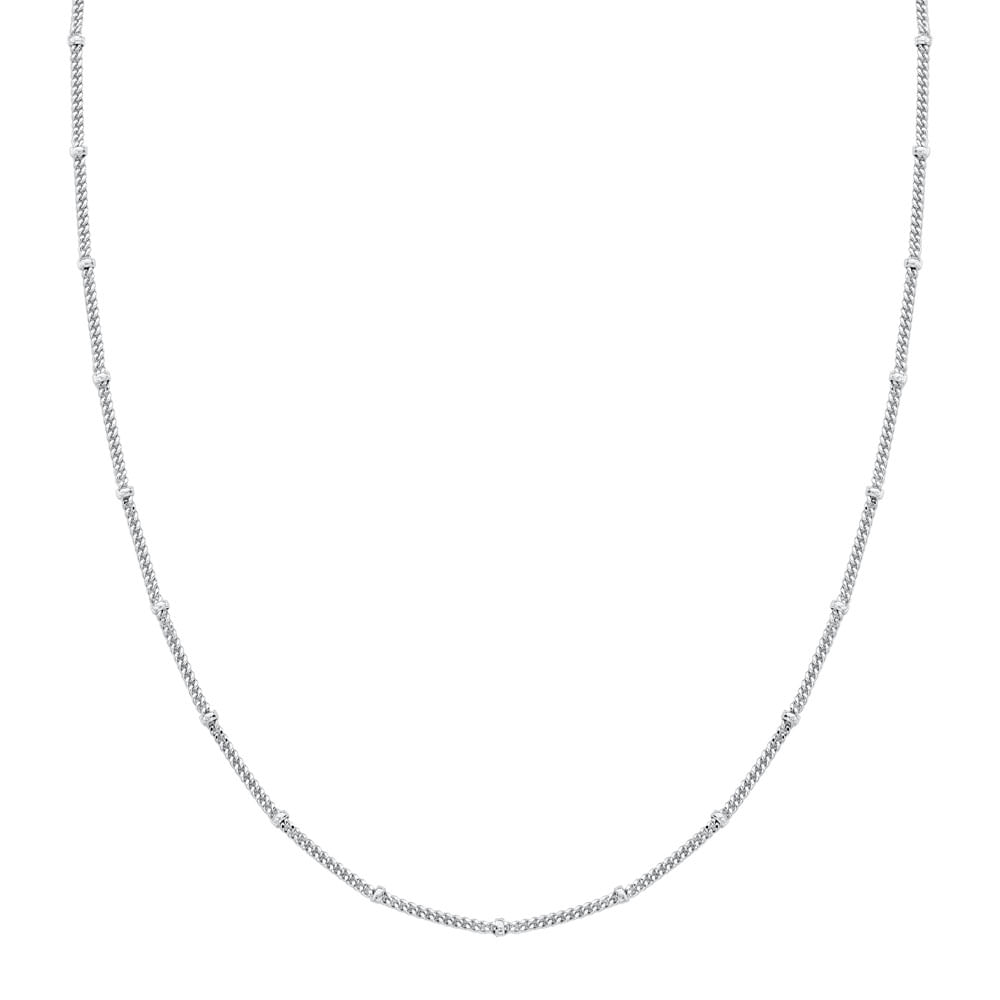 Corrente Groumet com Bolinhas em Prata 925, 70cm - Corrente Groumet em Prata 925, 70cm