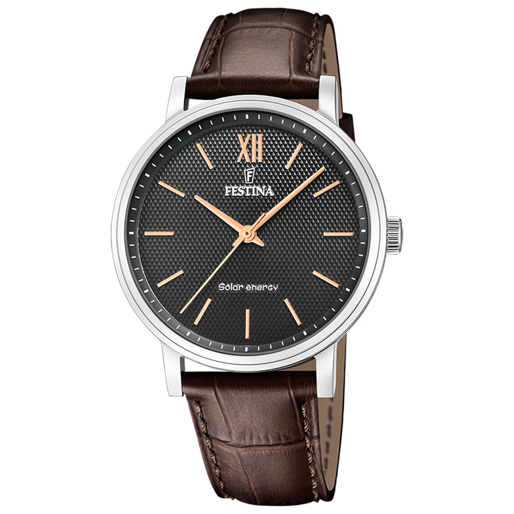 Relógio Festina Solar Energy Masculino Couro Marrom