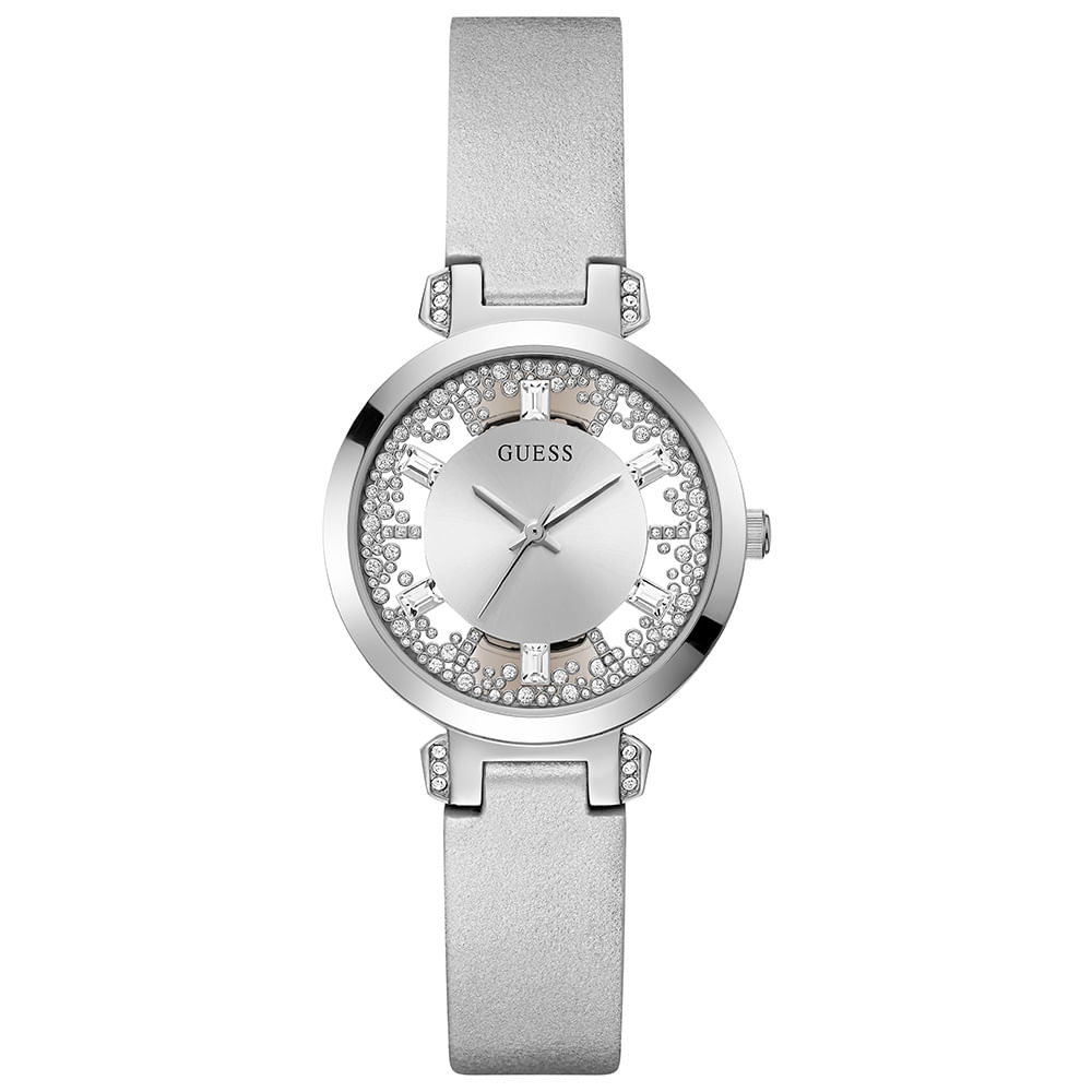 Relógio Guess Ladies Dress Feminino Couro Prateado