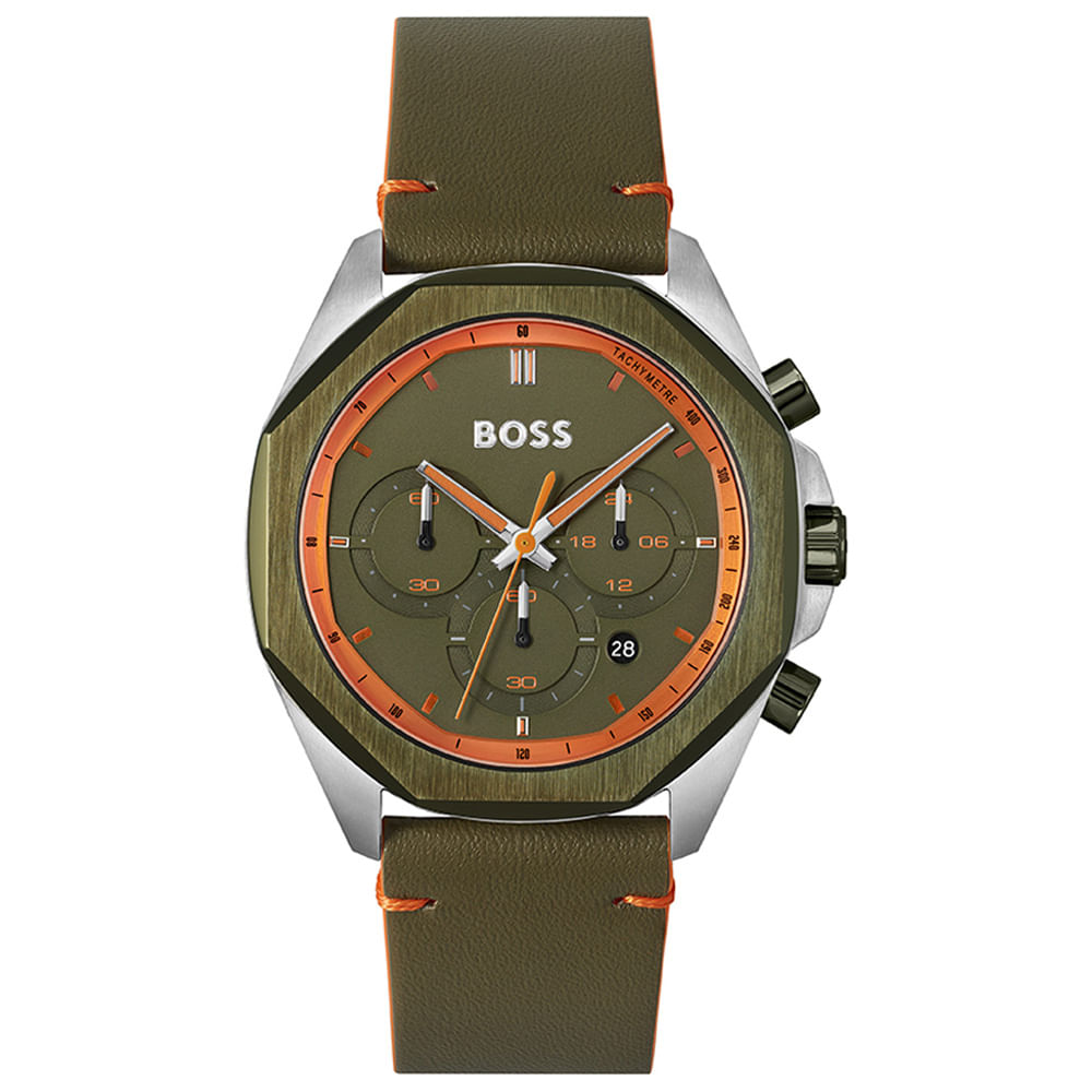 Relógio Boss Masculino Couro Verde 1514018