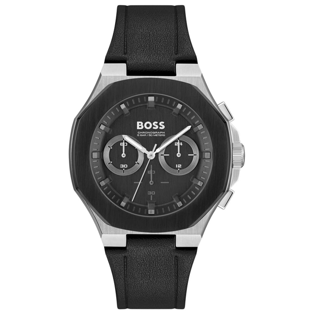 Relógio Boss Masculino Couro Preto 1514085