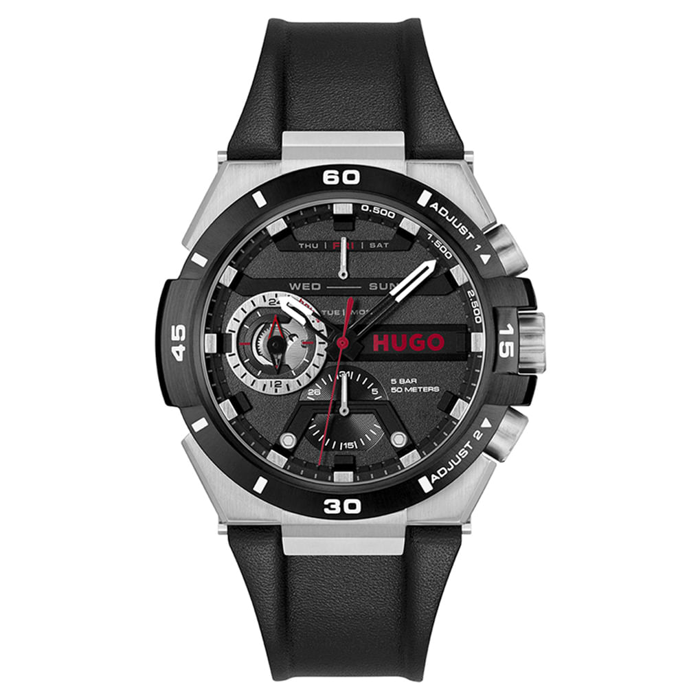 Relógio Hugo Masculino Couro Preto 1530336
