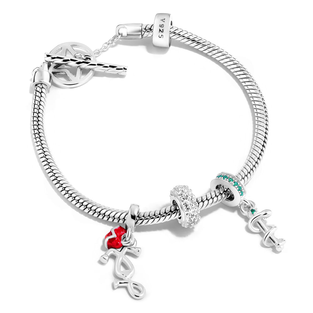 Kit Life Profissão Medicina Prata Cravejado