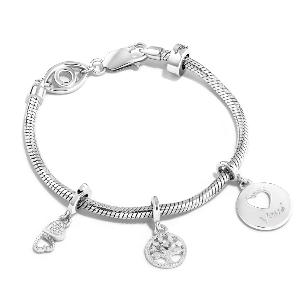 Kit Life Mama Vovó Prata Cravejado