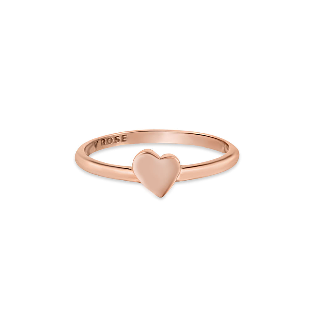 Anel Life Love Coração Mini em Liga Rosé com Banho de Ouro Rosé 18k