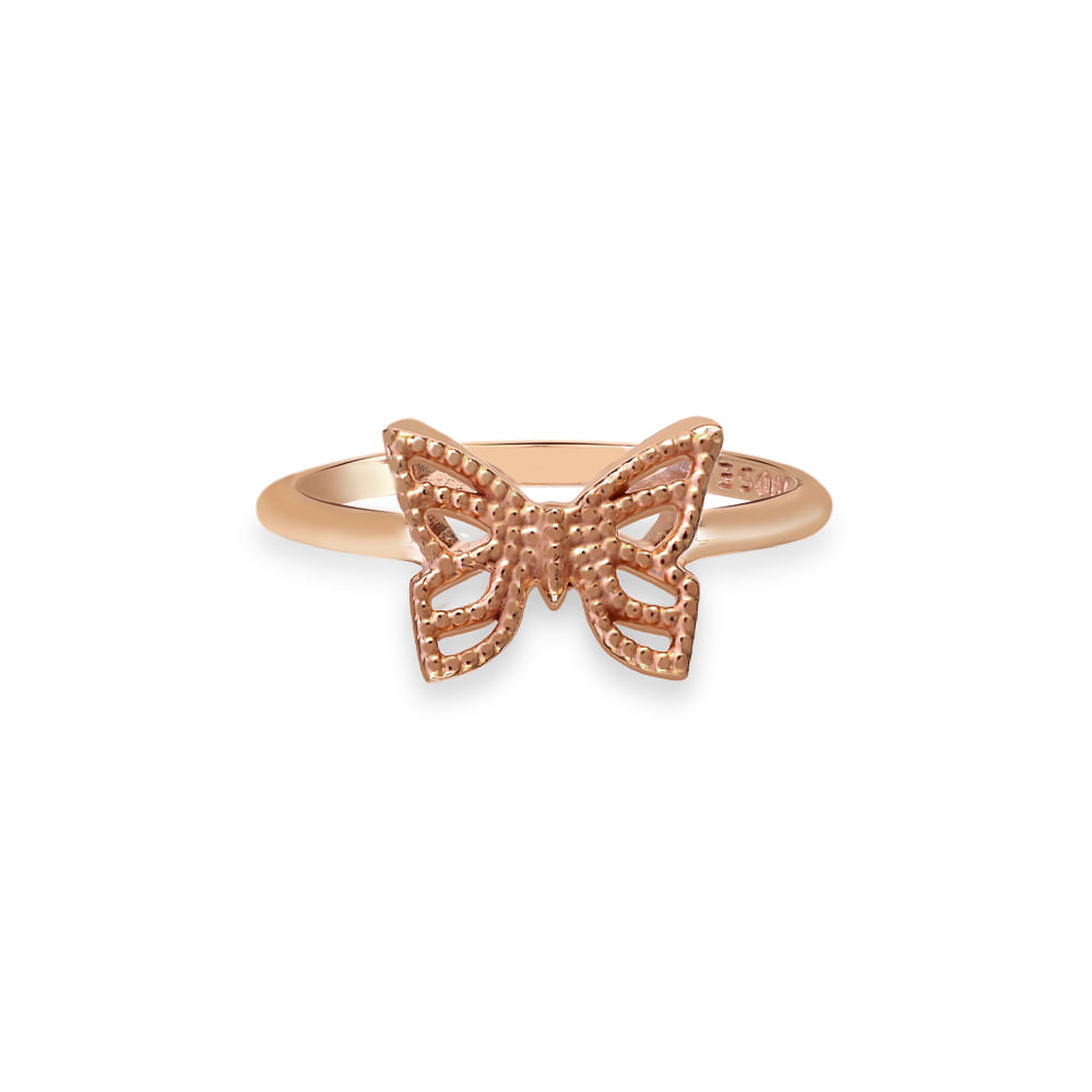 Anel Life Enigma Borboleta em Liga Rosé com Banho de Ouro Rosé 18k
