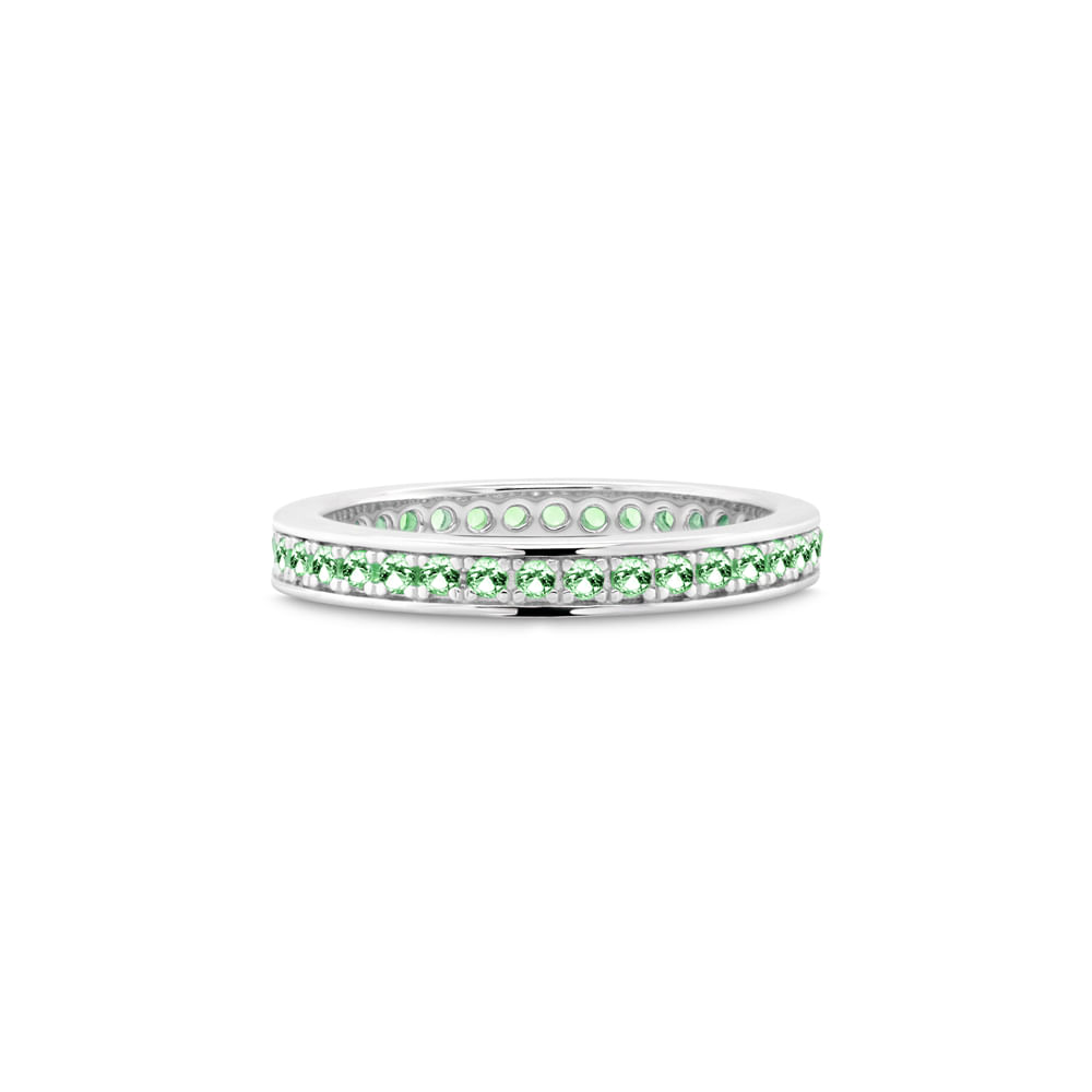 Anel Life Glam Prata Cravejado Verde